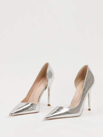 Metallic Geometric Pattern Court Pumps | SHEIN