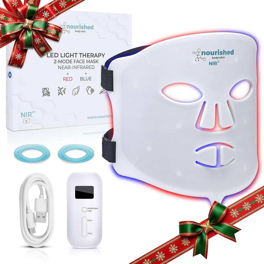Portable LED Face Mask with Near-Infrared - Blue, Red Light Therapy for Face - 114 LEDs - Skincar... | Amazon (US)