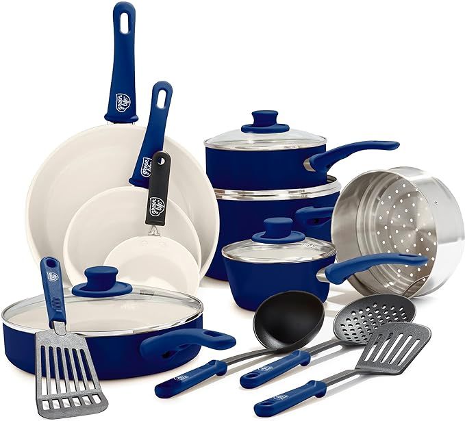 Amazon.com: GreenLife Soft Grip Healthy Ceramic Nonstick, 16 Piece Cookware Pots and Pans Set, PF... | Amazon (US)