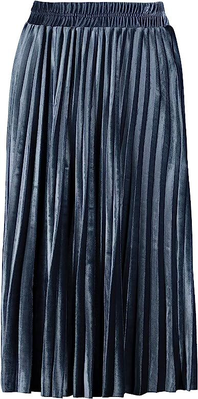 Ulla Popken Women's Plus Size Pleated Velvet Skirt 748919 | Amazon (US)