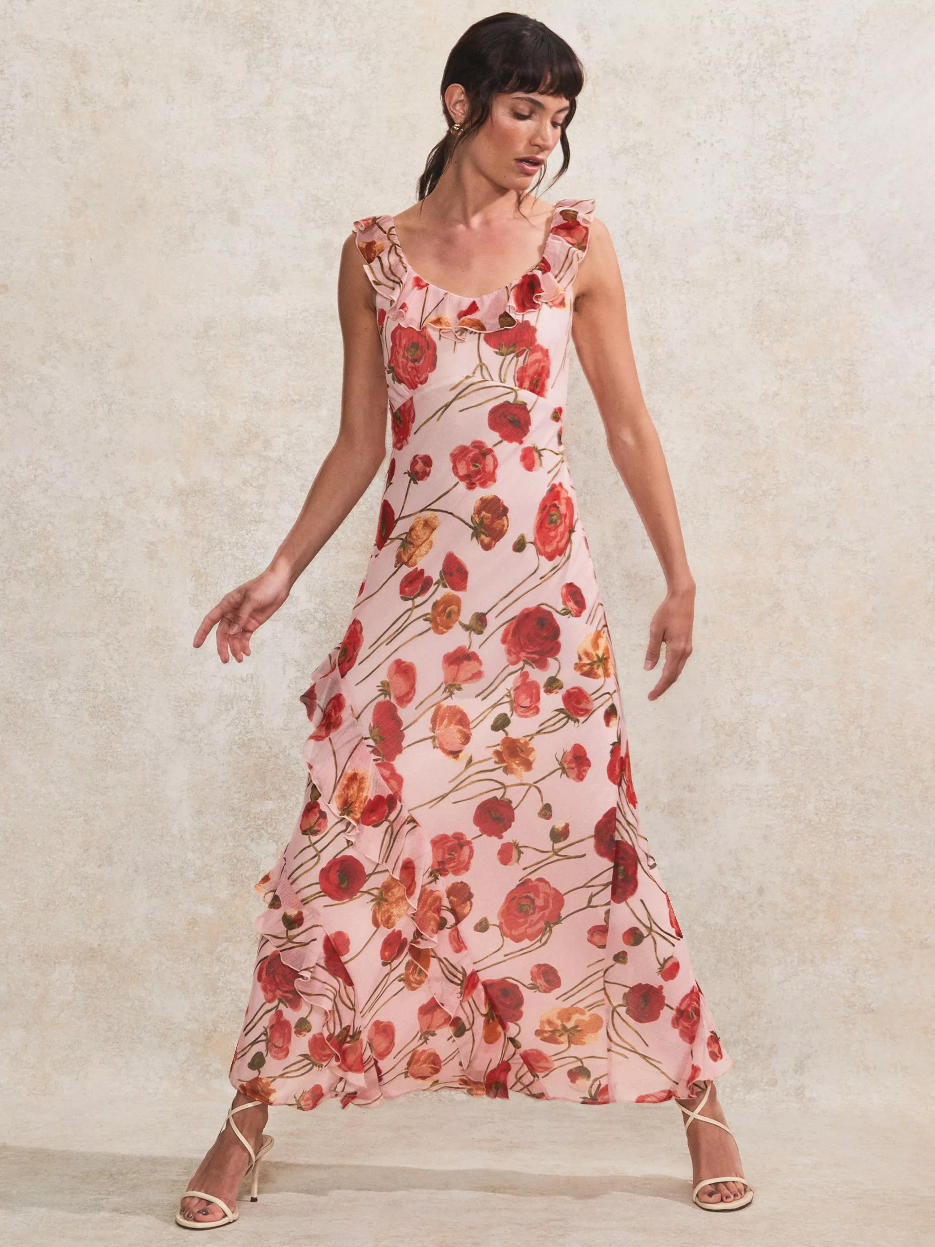 Ro&ZoRosie Poppy Frill Neck Dress, Pink/Multi | John Lewis (UK)