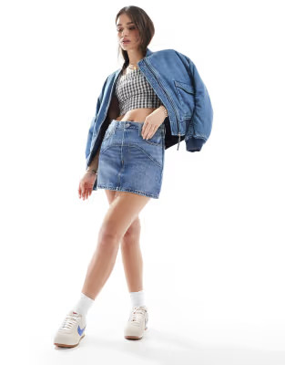 Levi's western icon denim skirt in light blue | ASOS (Global)