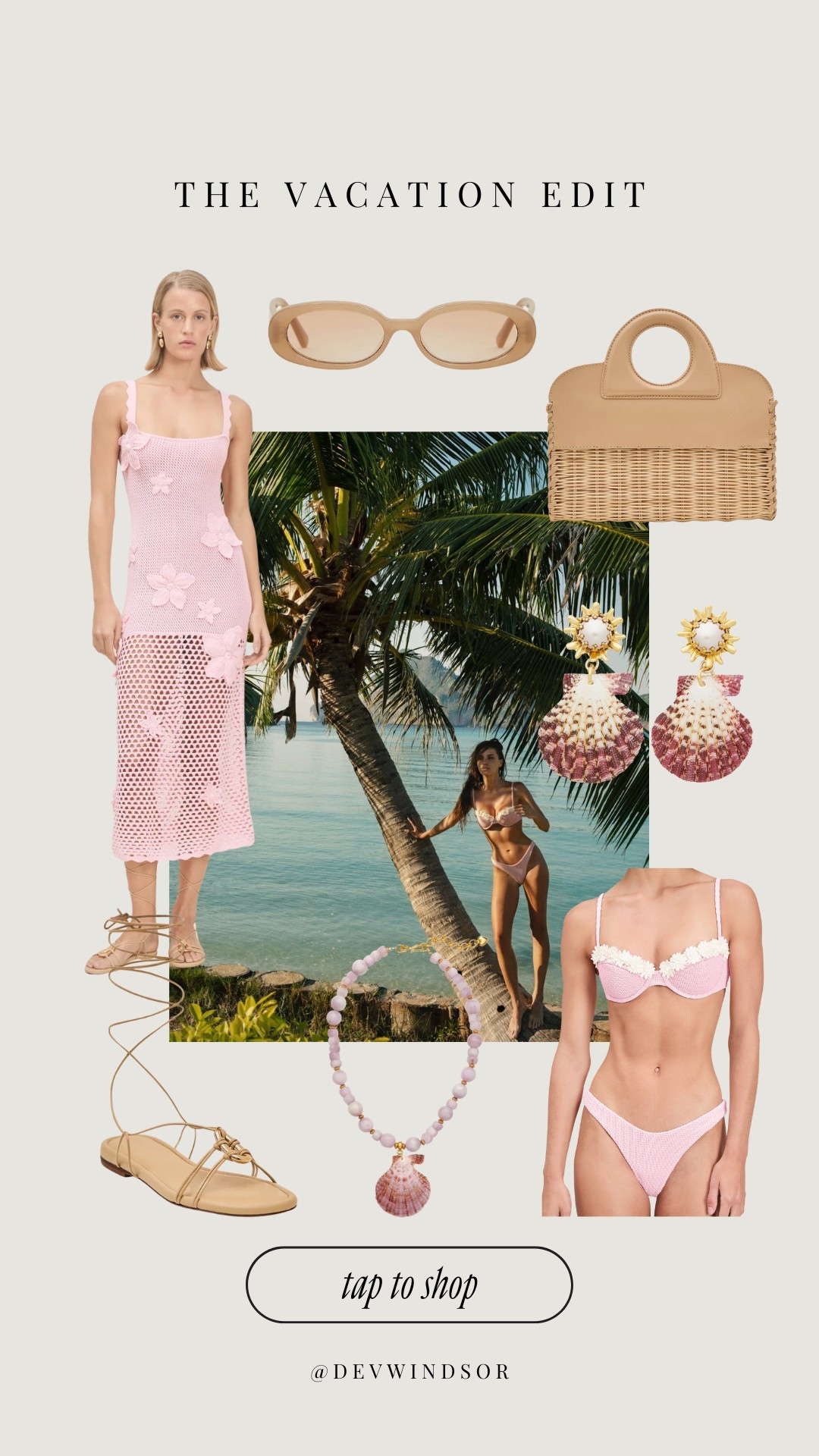 The vacation edit! 🐚🌸💕 Love the pop of pink bikini & crochet dress for summer paired with these gorgeous shell accessories. 

#LTKSwim #LTKItBag #LTKStyleTip