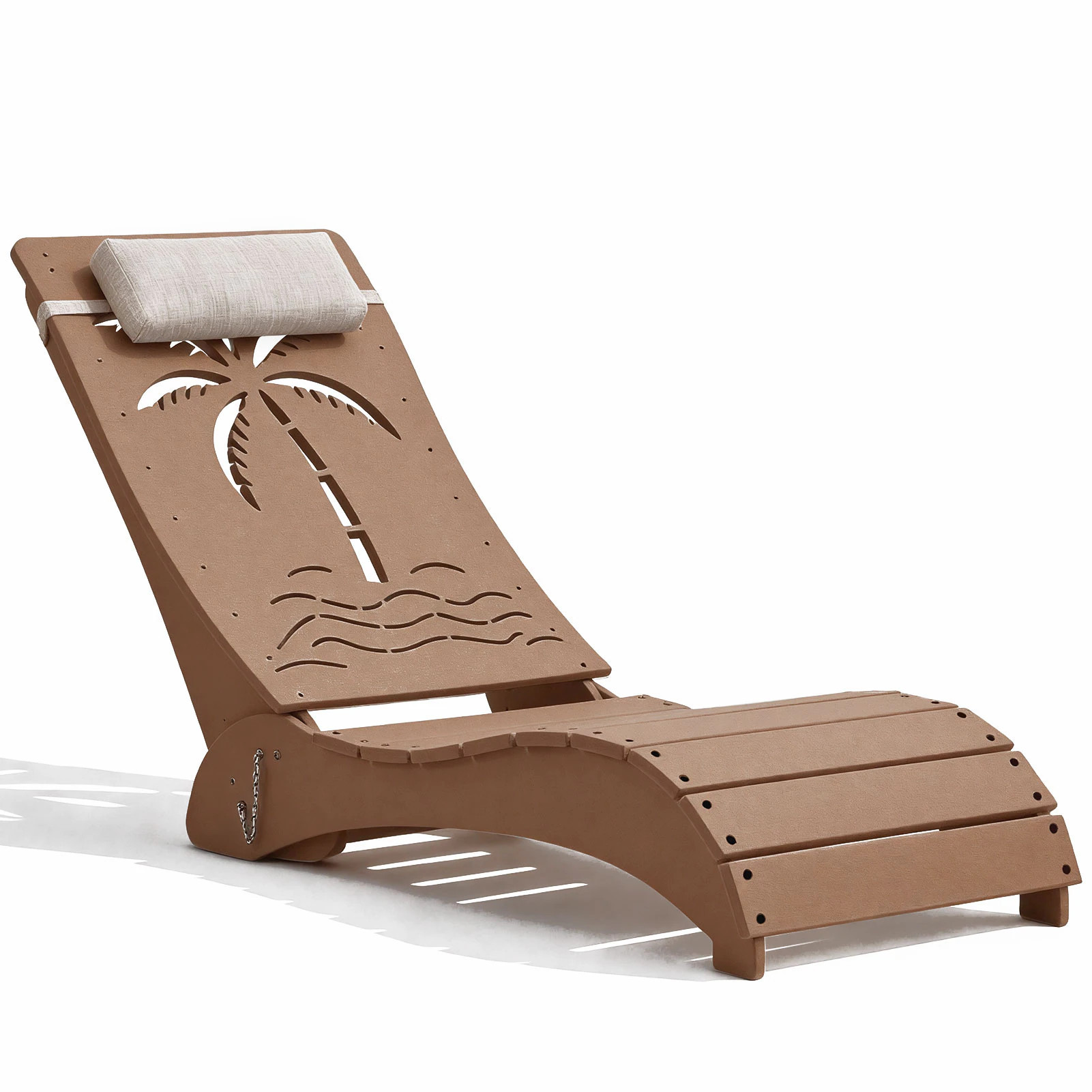 MiniEpic In Pool Lounge Chairs Set of 2 HDPE Sun Shelf Pool Chaise Lounger Fade Resistant 3 Position Adjustable Backrest Headrest Teak one_size | Lowe's