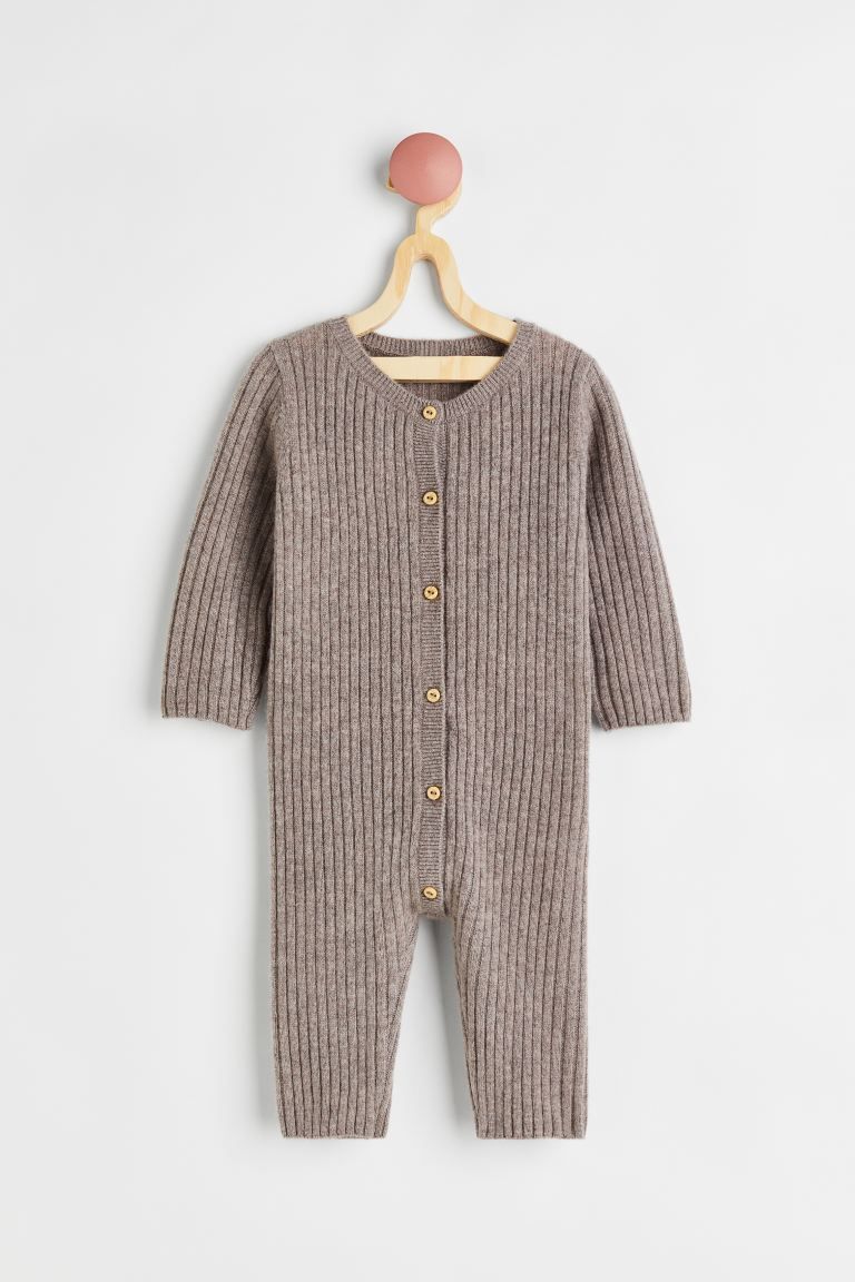 Rib-knit Cashmere Jumpsuit - Taupe - Kids | H&M US | H&M (US)