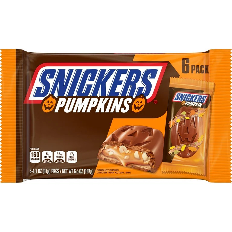 Snickers Pumpkin Milk Chocolate Halloween Candy Bulk Pack of 6, 1.1 oz | Walmart (US)