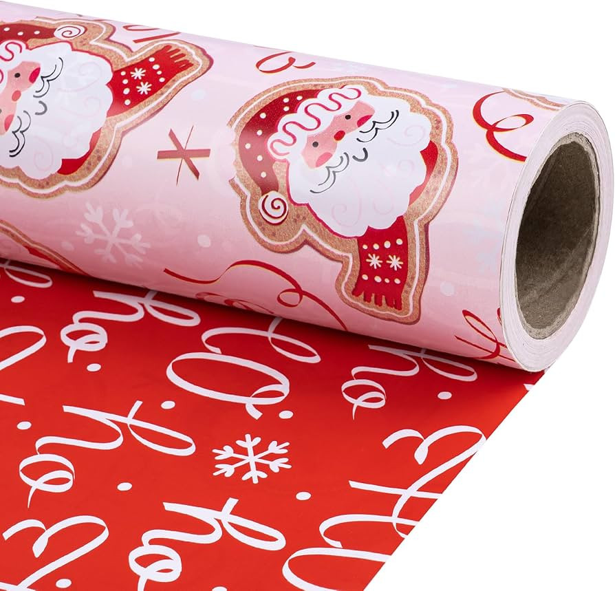 RUSPEPA Reversible Christmas Wrapping Paper Roll, Mini Roll, Adorable Santa Claus, Ribbon Design,... | Amazon (US)