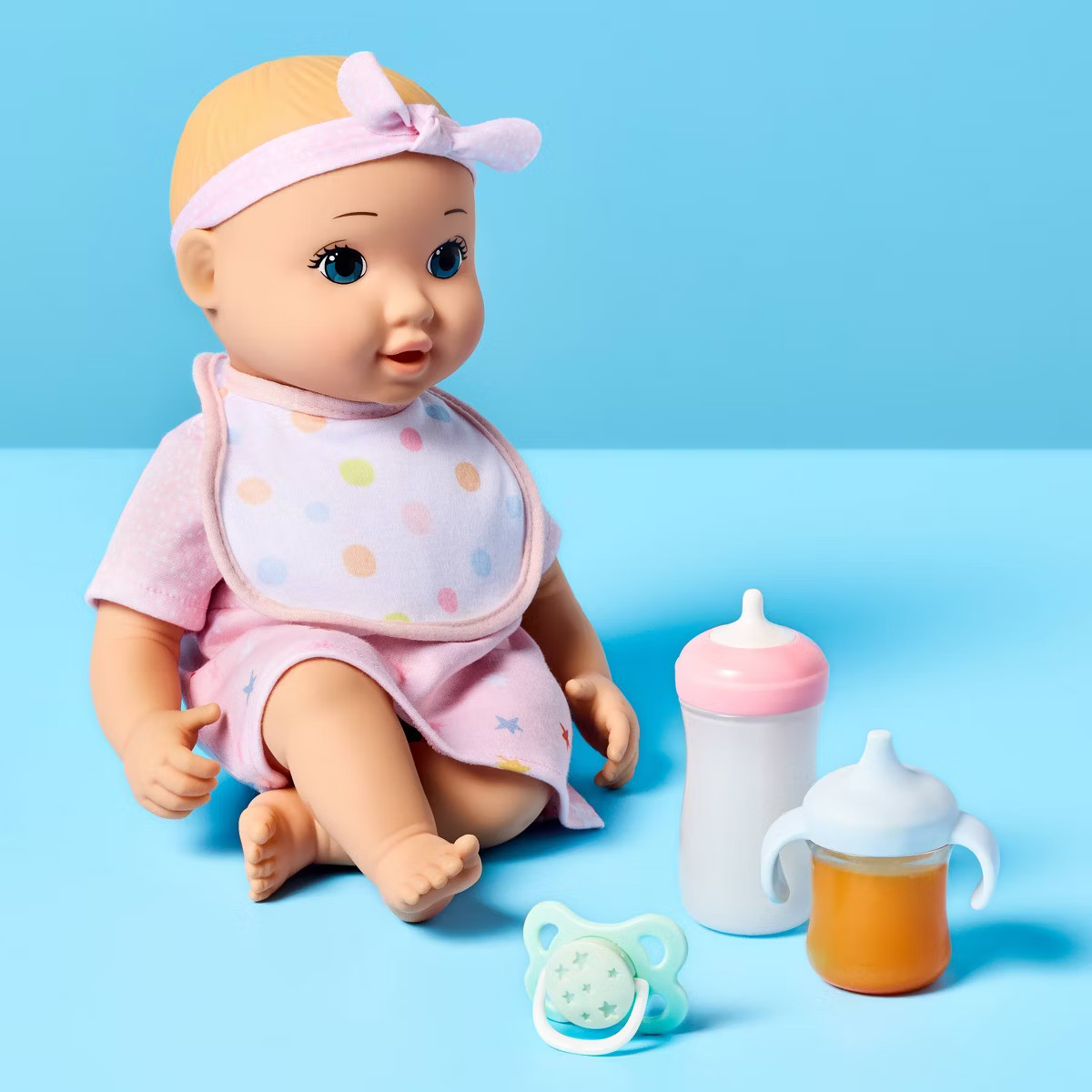 Baby Doll Magic Sippy Cup & Bottle Play Set - Gigglescape™: Includes Bib, Pacifier, Plastic Dol... | Target
