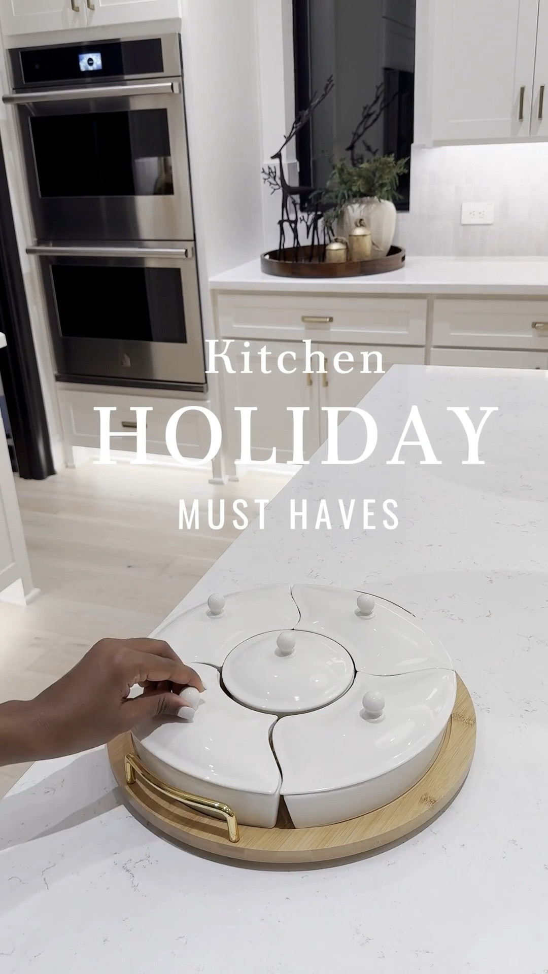 Gold cluster tray is now sold out…. I’ve linked the white and gold option 🤎

Found the most practical serving containers that can be used all year round! 🥘 …. The cluster tray comes in white/gold, silver, & gold - perfect for serving appetizers & is handwash recommended ☺️

Condiment server - perfect for serving your guacamole, cheese dips, ketchup, mustard, and relish! 🍲 

Lazy Susan serving tray - has got to be my fave find! 🍱 The upgraded fruit platter, Taco bar, chip and dip station 🤎

#LTKHoliday #LTKHome #LTKSeasonal