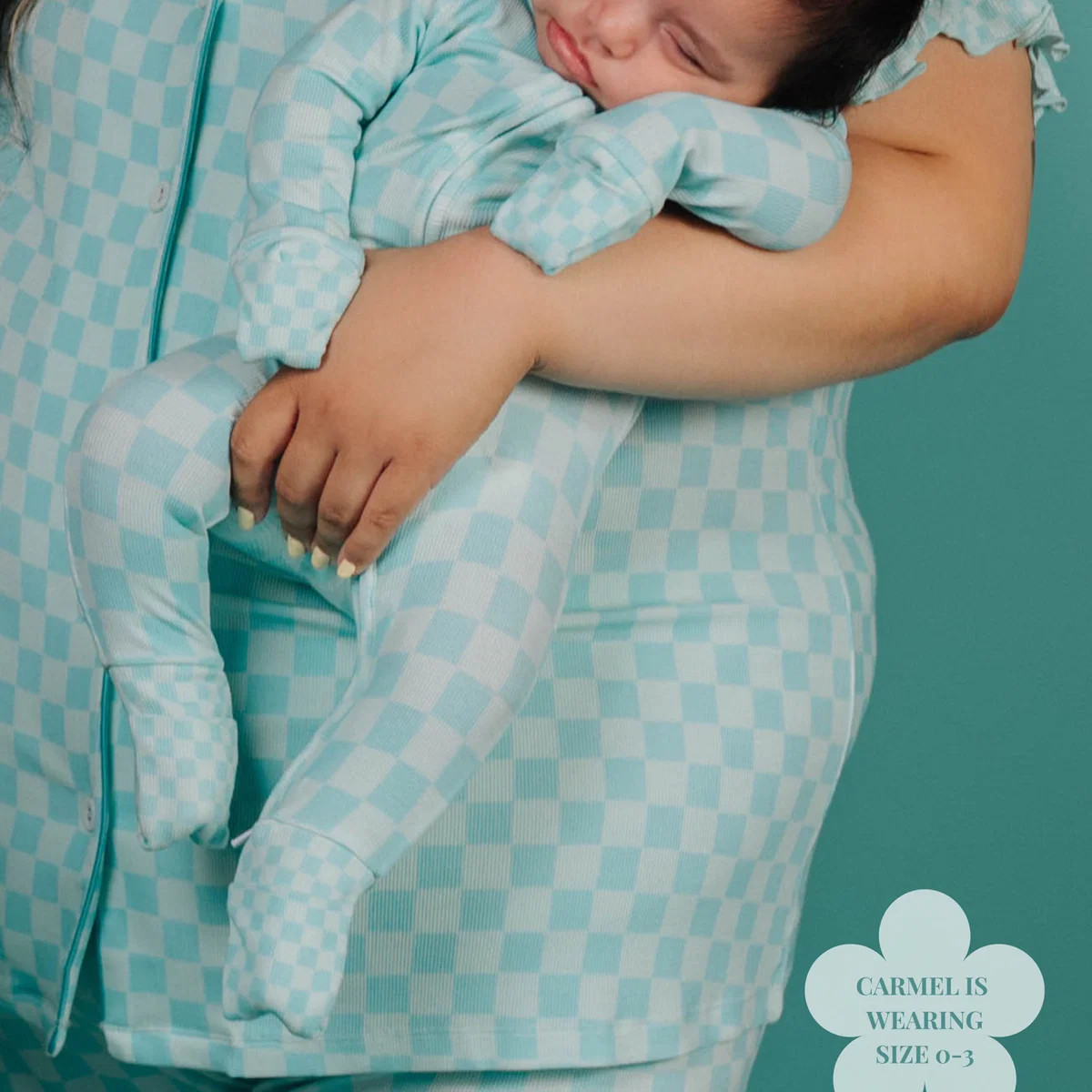 Baby Bamboo Romper Teal Check | Soft Infant Outfit | Staykation