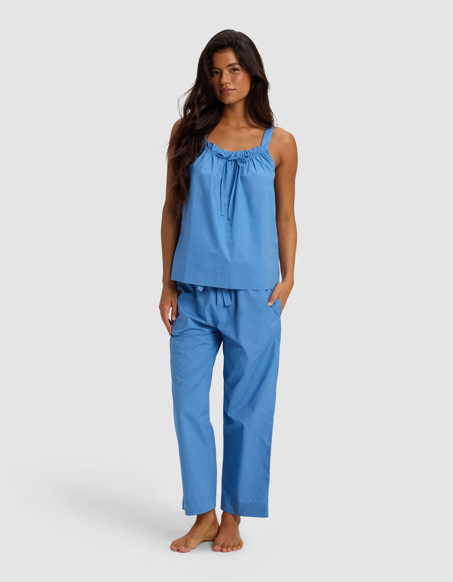 Women's Sutton Tank Top & Cropped Pants Pajama Set in Sailor (Size: XS) - Cozy Earth | Cozy Earth