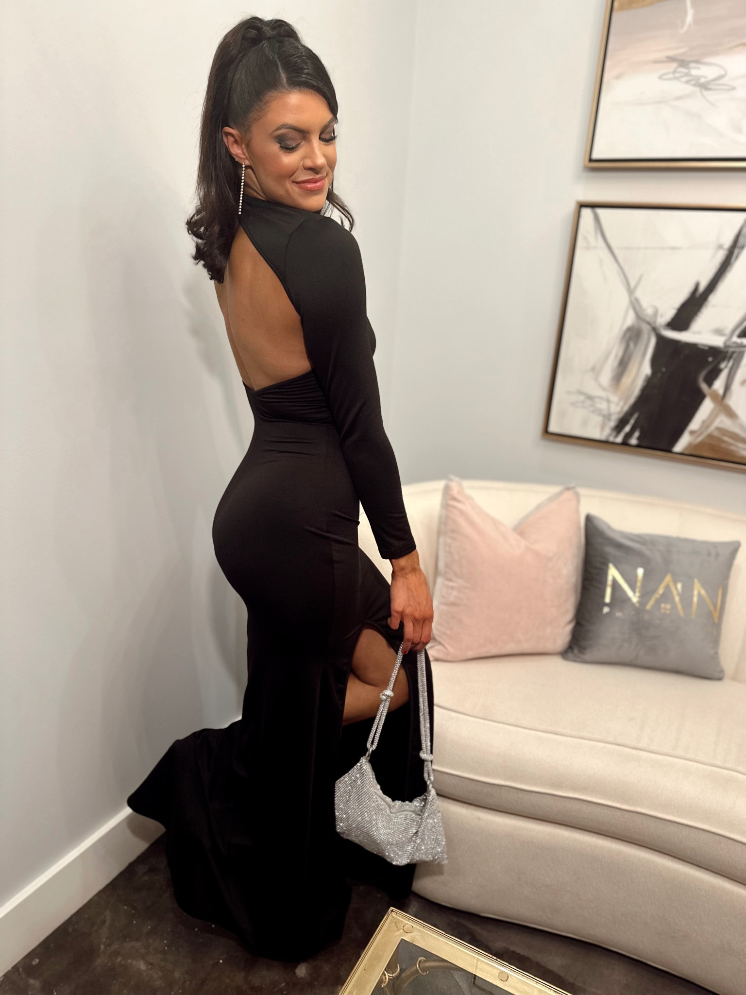 Affordable black tie outfit Inspo. 
Dress is a size small- only $40! 
Shoes are TTS- wearing an 8 (linking other holiday party options, too). 
Linked similar earrings, too

#LTKHoliday #LTKparties #LTKSeasonal