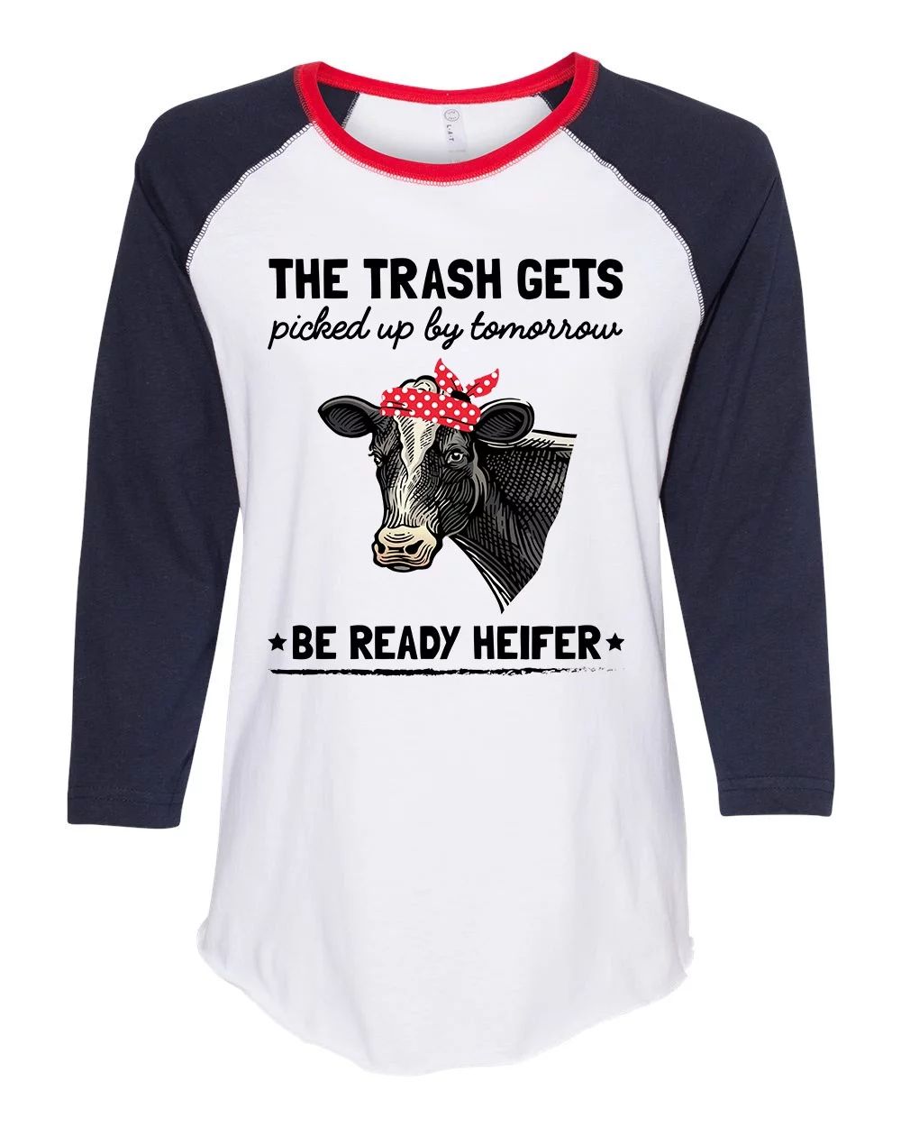 Women's Cow Bandana Trash Heifer Ladies Fit Raglan Short Sleeve T-shirt | Walmart (US)