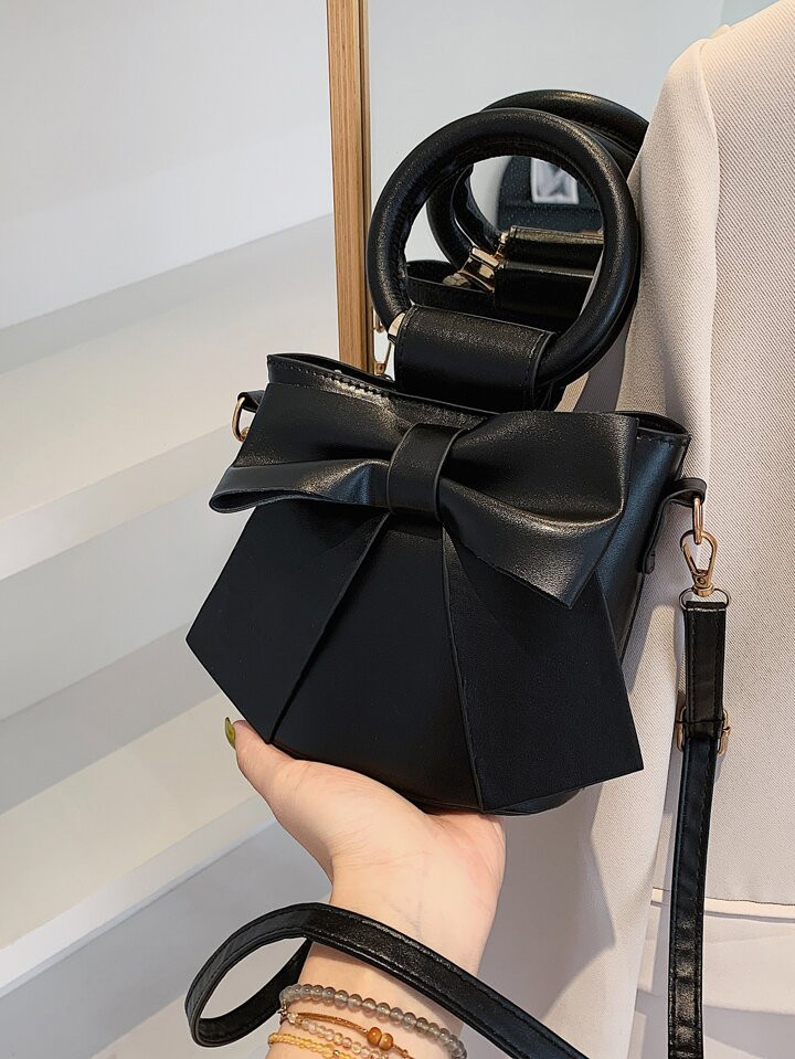 Mini Bow Decor Top Ring Bucket Bag | SHEIN