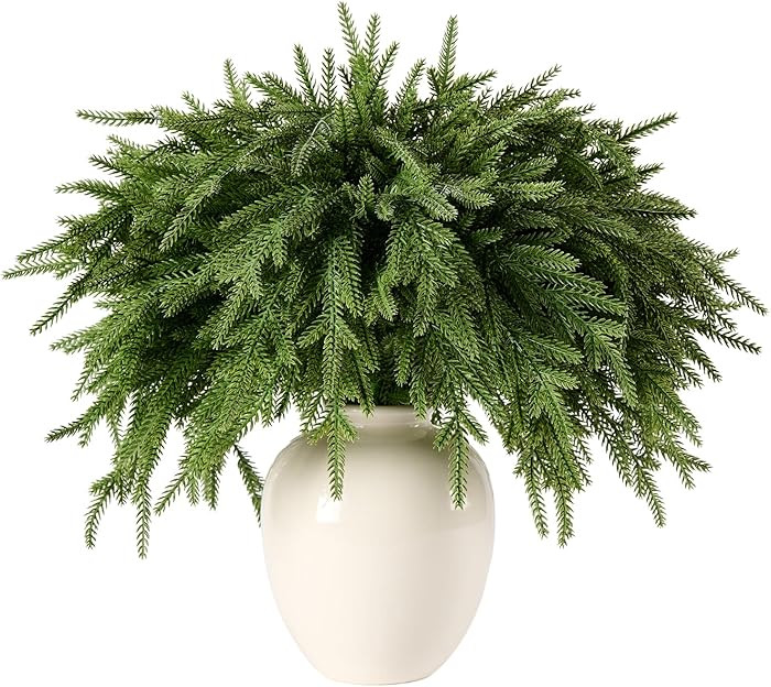 12Pcs 18'' Norfolk Pine Stems Realistic, Lifelike Christmas Greenery Pine Branches for DIY Wreath... | Amazon (US)
