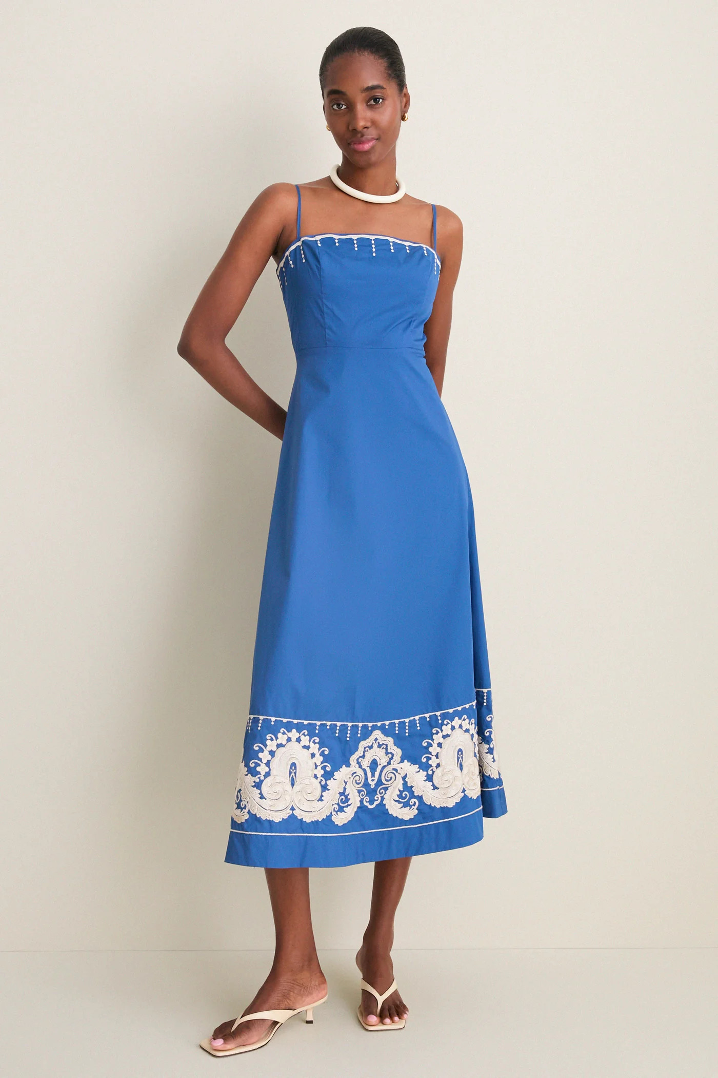 Azure Embroidered Cotton Rhea Maxi Dress | Tuckernuck (US)