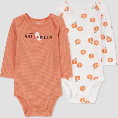 Carter's Just One You®️ Baby 2pk Pumpkins Bodysuit - Orange/White | Target