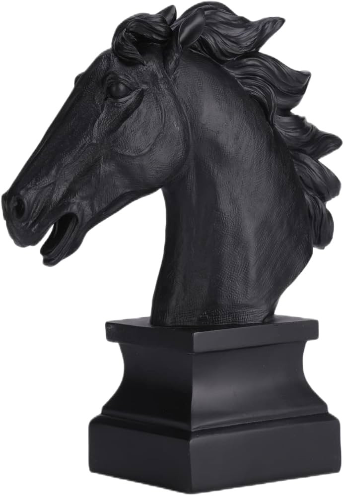 12”H Black Horse Head Statue Horses Sculpture Home Decor Large Resin Hand Painted Vivid Animal ... | Amazon (US)
