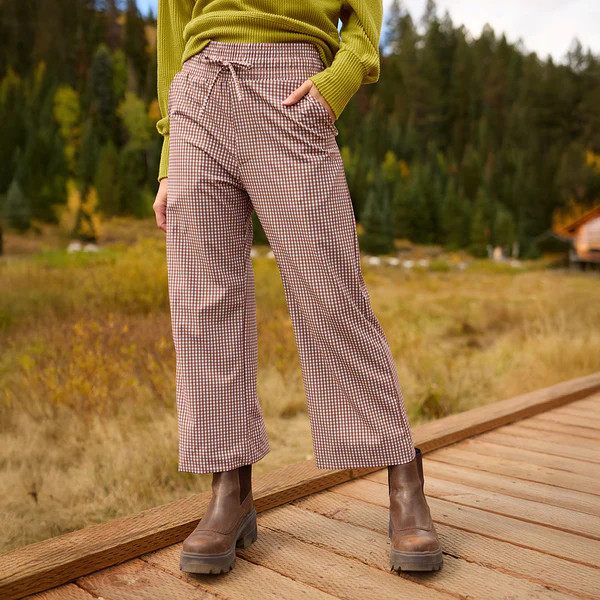 Audrey Wide Leg Pants, Toffee Gingham | Albion Fit