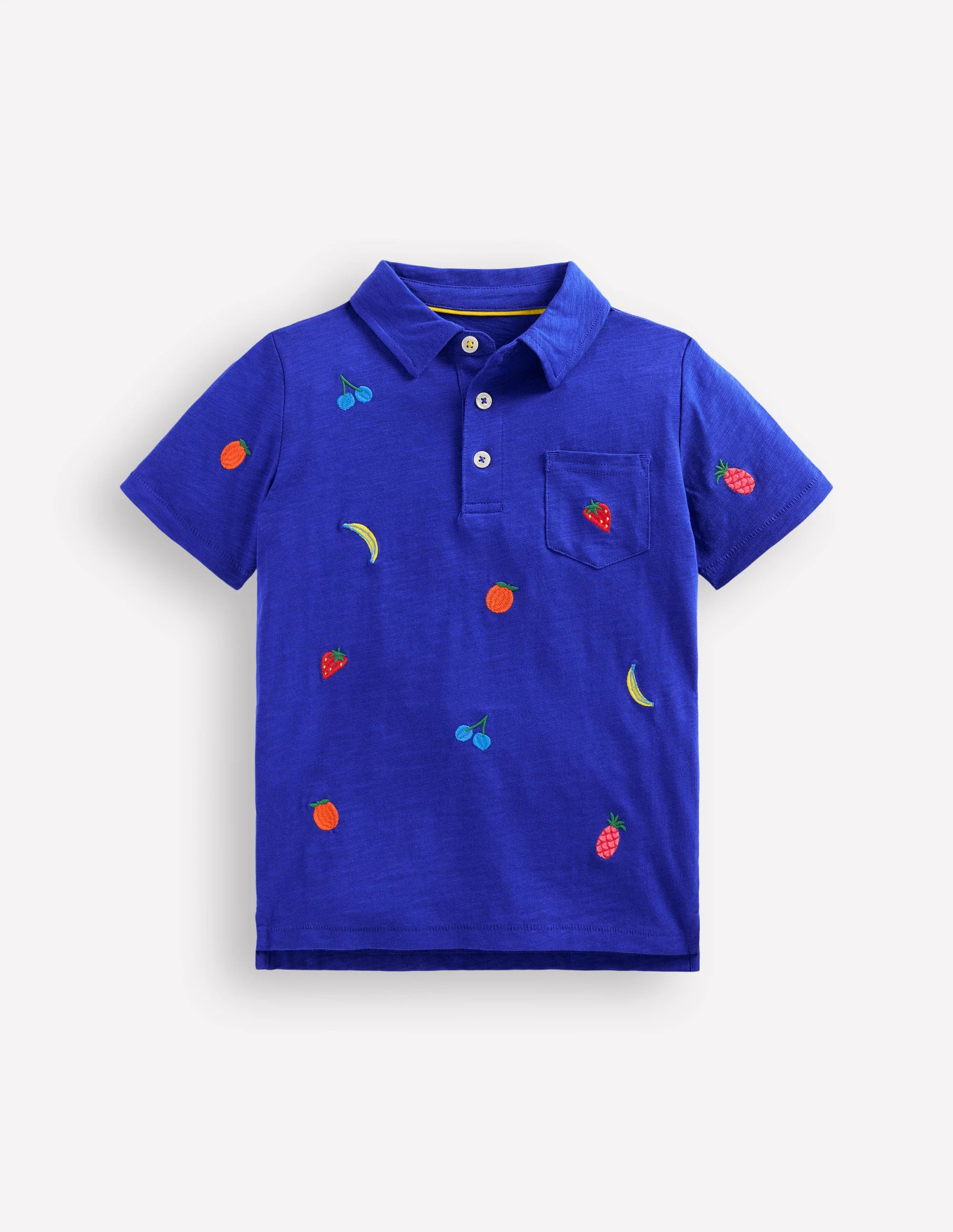 Embroidered Slub Polo Shirt-Fruit Embroidery | Boden (US)