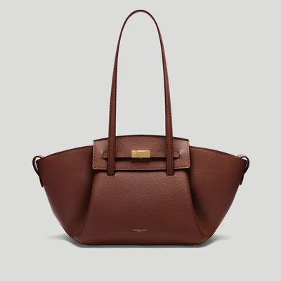 DeMellier The Midi Brooklyn in Warm Brown Small Grain Leather Shoulder bag | DeMellier