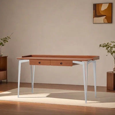 Exquisite Boxwood and Stainless Steel Writing Desk | Wayfair North America