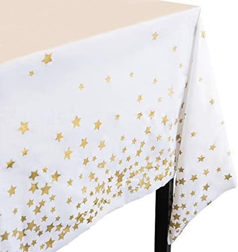 Amazon.com: Plastic Gold Star Tablecloth I 4 Pack - Party Table Cloths Disposable Tablecloths for... | Amazon (US)