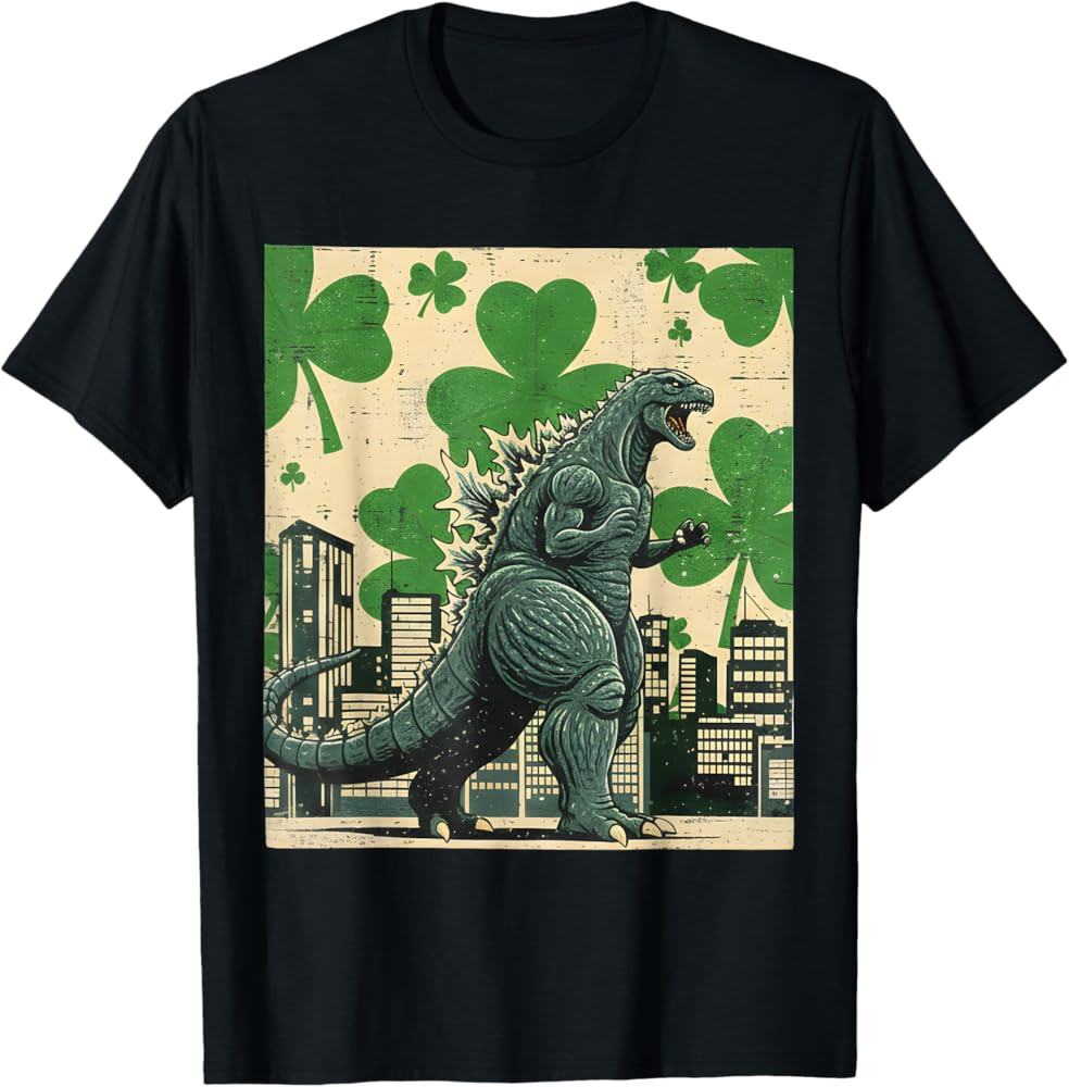 St Patrick Day Japanese Monster Shamrock Kaiju Men Women Kid T-Shirt | Amazon (US)