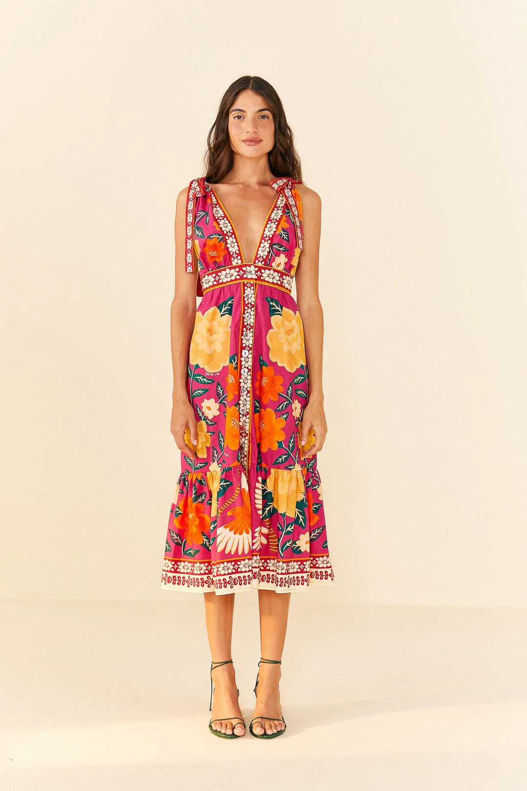 Pink Flower Tapestry Midi Dress | FarmRio (US)