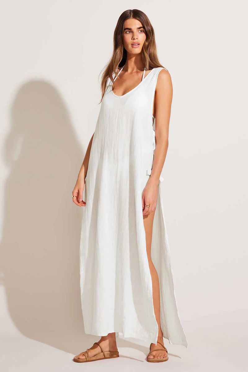 Vitamin A Riviera Dress White Crinkle Linen | Vitamin A Swim