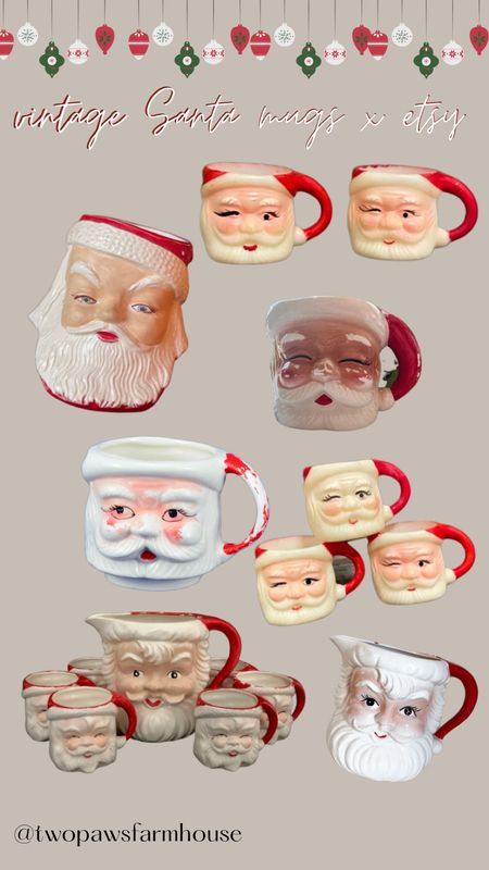 I’m an avid vintage Santa mug collector! They are perfect for displaying for the holidays and the Christmas season! I rounded up some adorable vintage Santa mugs and pitchers from Etsy for an affordable price! 

#LTKSeasonal #LTKGiftGuide #LTKHoliday