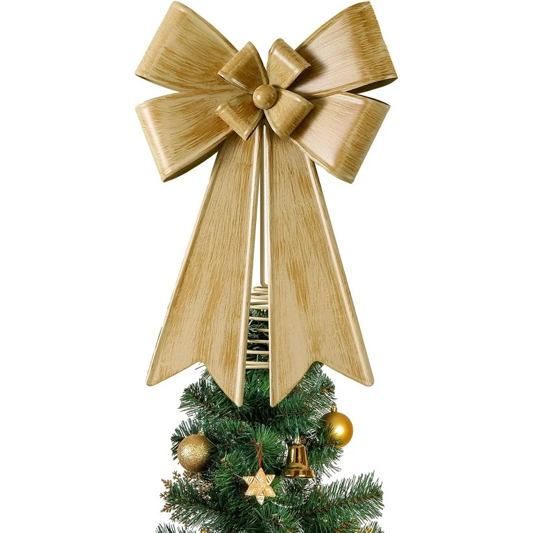 Gleam Adorn Large Christmas Metal Bow Tree Topper Ornaments 11.8 Inch Metal Christmas Vintage Gol... | Walmart (US)