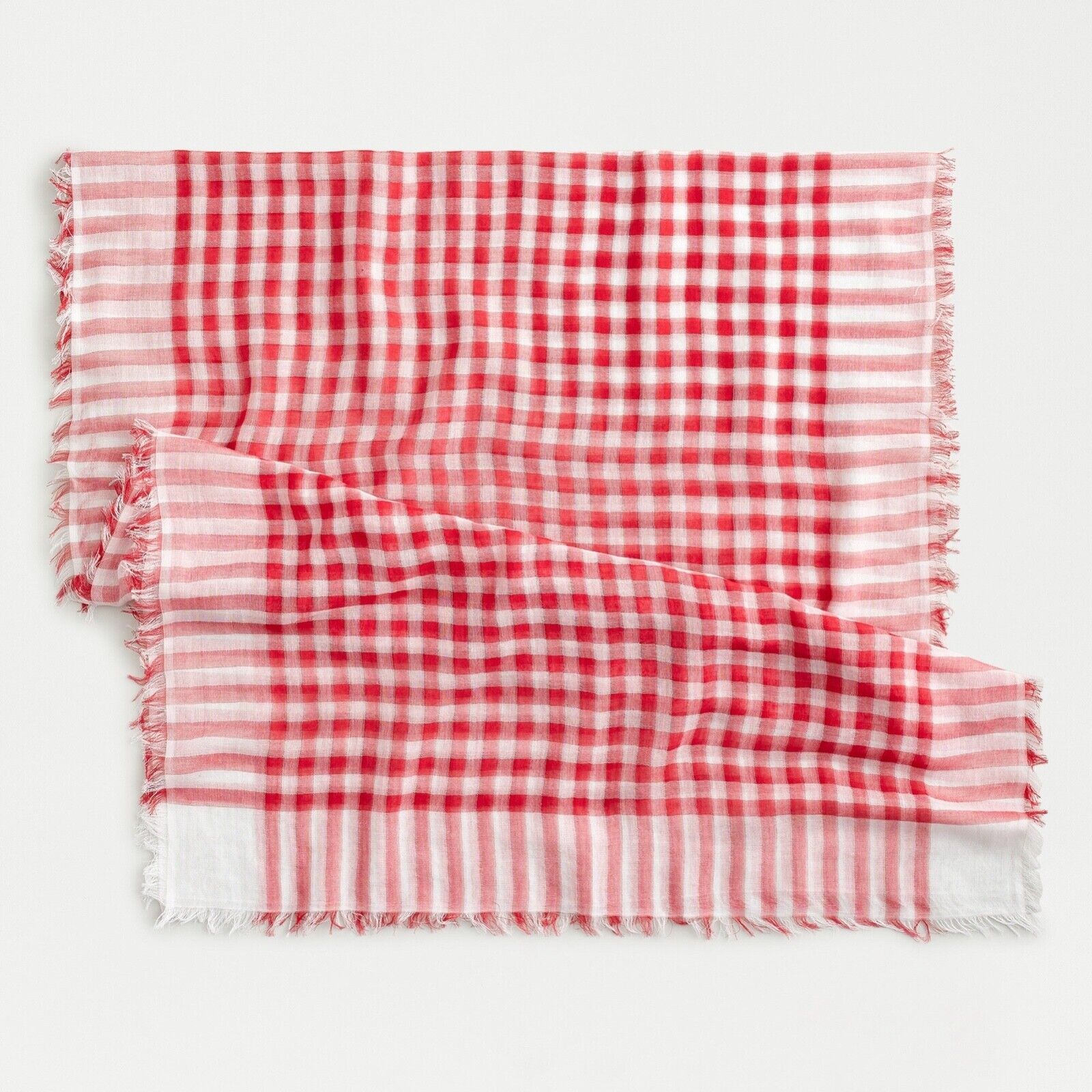 J.Crew Organic Cotton Scarf in Gingham | White Red | $39.50 | eBay US