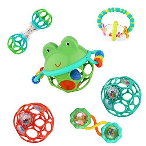 Bright Starts Little Shakers 6pc Gift Set, Easy-Grasp Oball Technology, Baby Rattles, Balls and Teethers, On-The-Go Toys, Lightweight, Unisex, Newborn+ | Amazon (US)