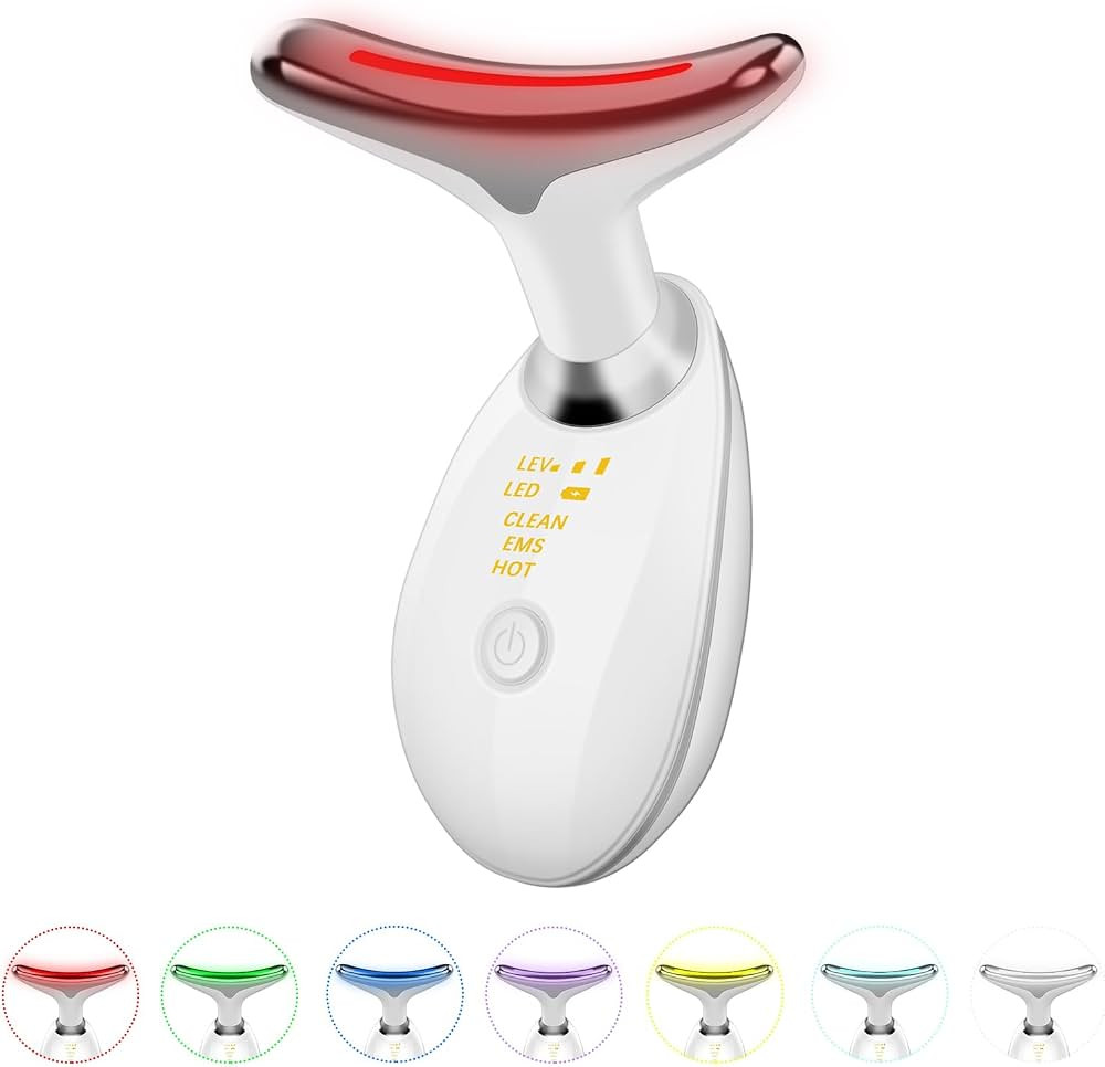 Face and Neck Firming Wrinkle Removal Massager Tools,7 Color LED Neck Face Beauty Device,Multifun... | Amazon (US)