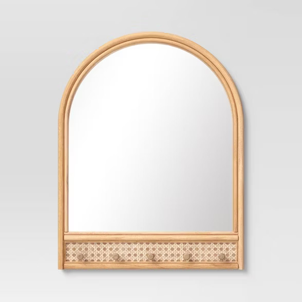 18" x 24" Rattan and Caning Decorative Wall Mirror with Hooks - Opalhouse™ | Target