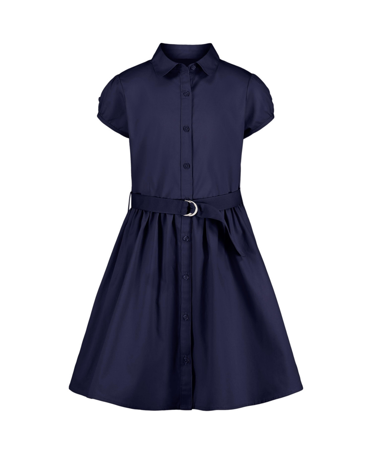 Nautica Plus Girls Uniform Belted Poplin Shirt Dress - Navy | Macy's