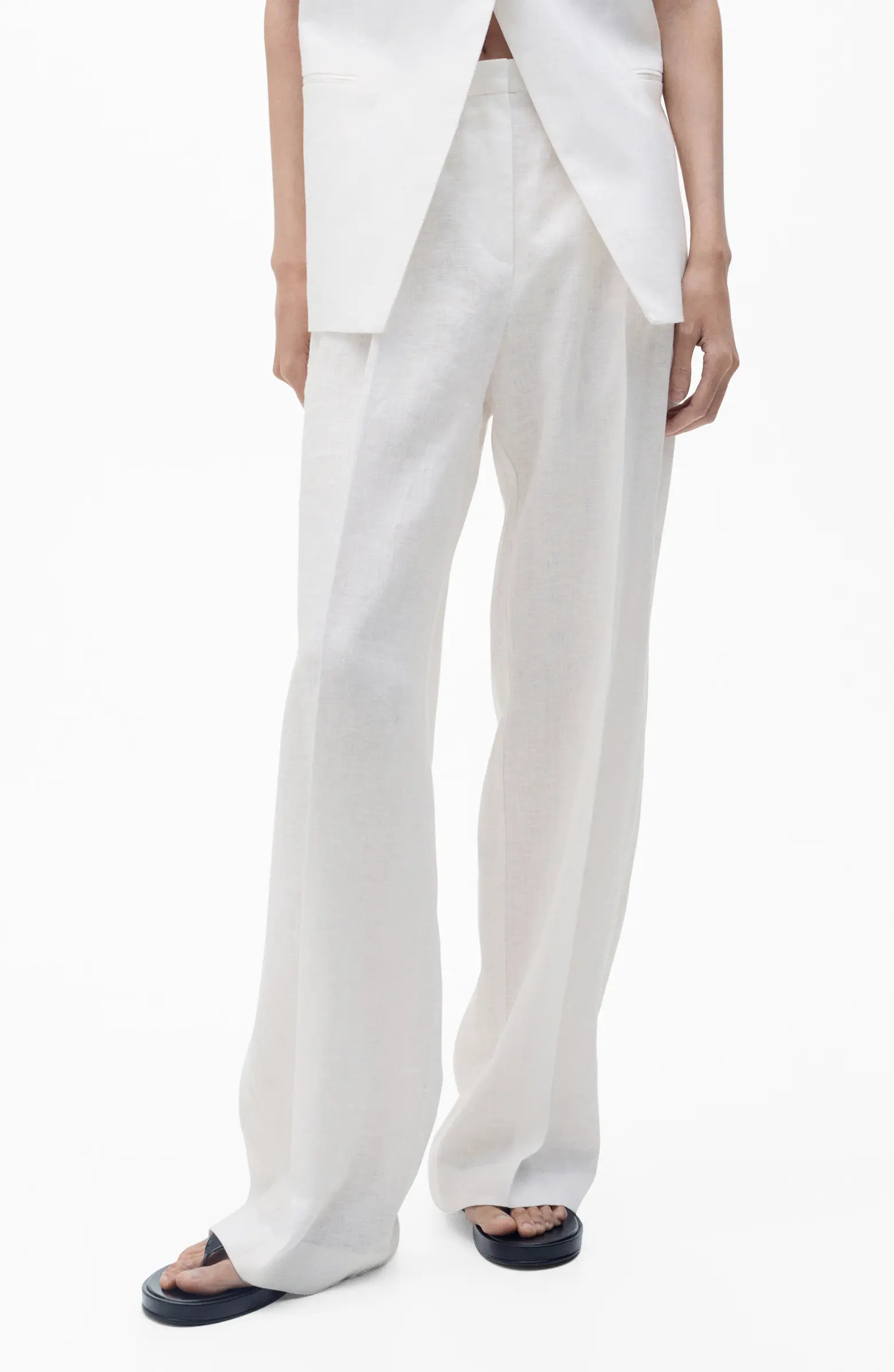 MANGO Straight Leg Linen Pants | Nordstrom | Nordstrom