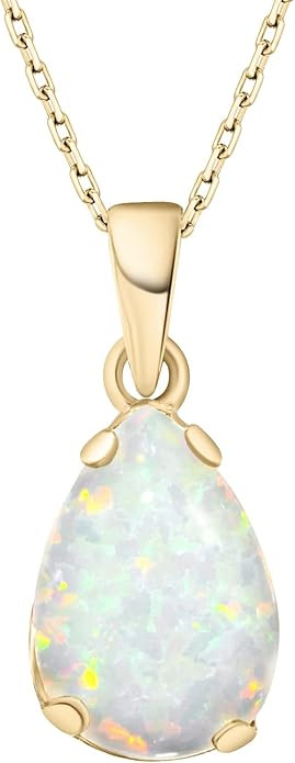 14K Gold Plated Gemstone Necklace for Women - Birthestone Teardrop Necklace - Gold Jewelry for Wo... | Amazon (US)