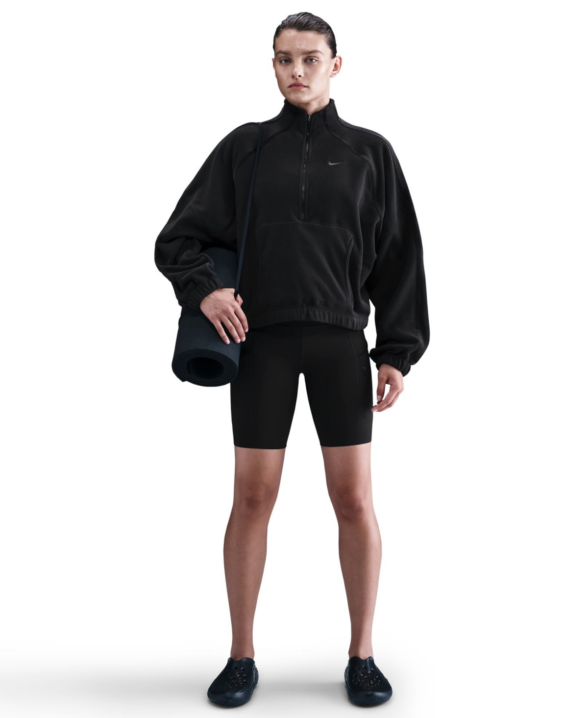 Nike Women's Therma-Fit Oversized Half-Zip Top - Black/Dark Smoke Gray | Macy's