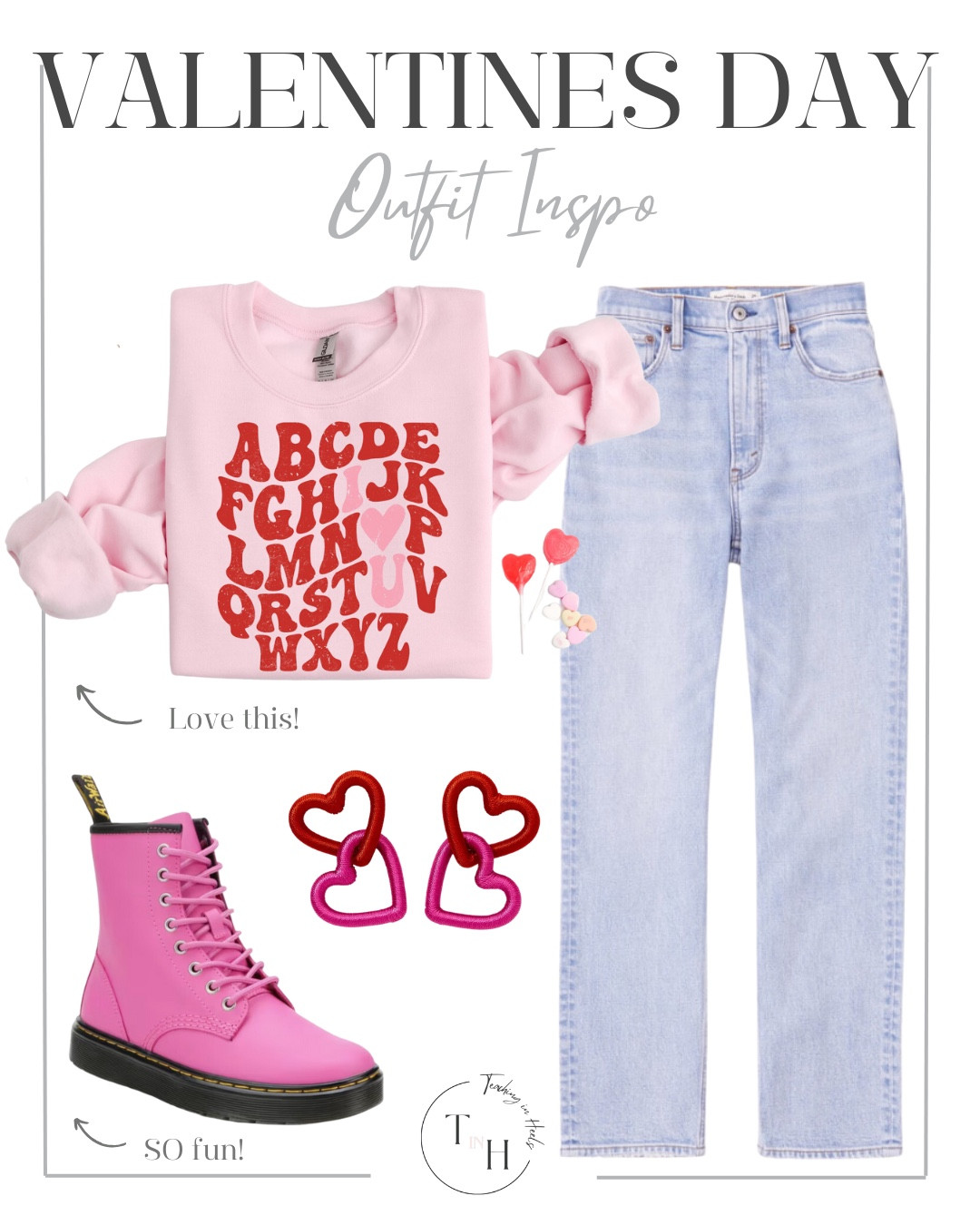 Valentines day sweatshirt  high waisted ankle jeans  pink combat boots  valentines day earrings   valentines day ootd  valentines day vibes  teacher style  teacher work style workwear  business casual  business office outfit  teacher ootd  teacherfit   ootd  shirt trendteacher  teacher outfits  teacher

#LTKSeasonal #LTKStyleTip #LTKSaleAlert