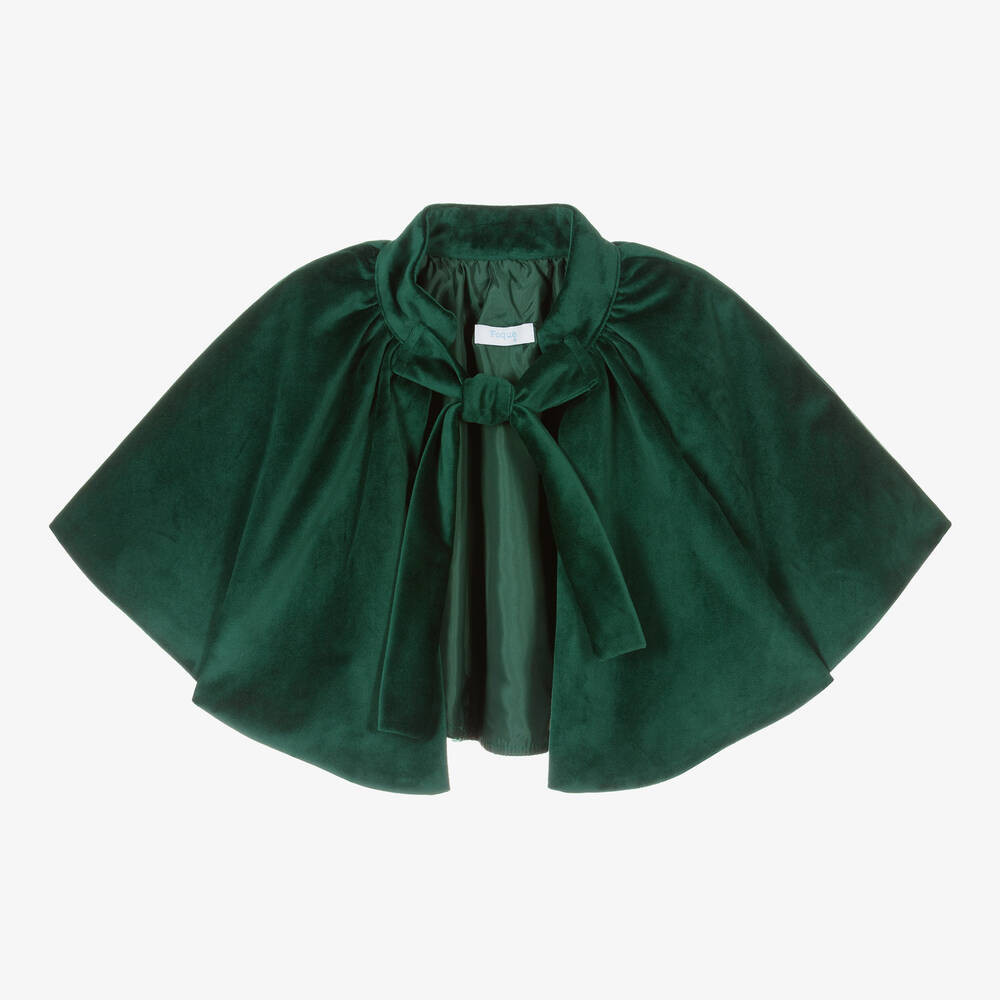 Girls Forest Green Velvet Cape | Childrensalon