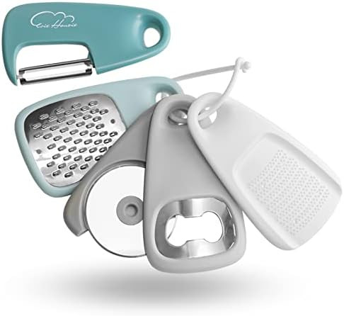 Kitchen Gadgets Set 5 Pieces, Space Saving Cooking Tools Cheese Grater, Bottle Opener, Fruit/Vege... | Amazon (US)