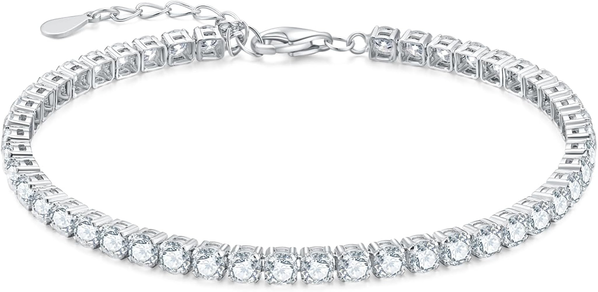 SecreTalk Moissanite Tennis Bracelet 4.6cttw 925 Sterling Silver D Color Ideal Cut Diamond Bracel... | Amazon (US)