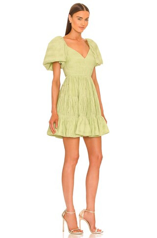JONATHAN SIMKHAI Cadence Variegated Mini Dress in Pear from Revolve.com | Revolve Clothing (Global)