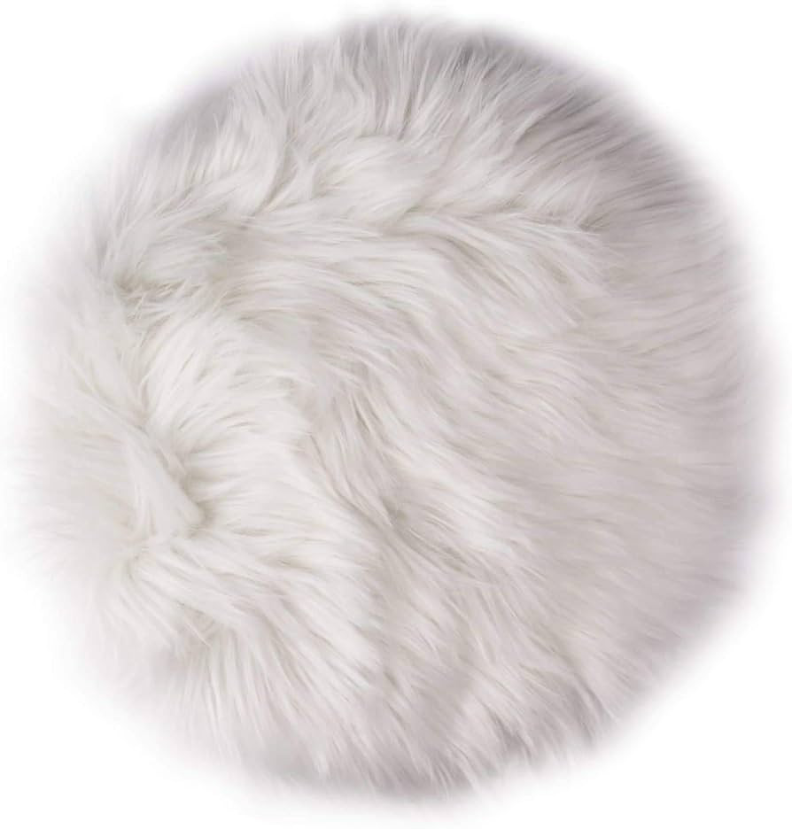 12 Inches Mini Round Faux Fur Sheepskin Rugs, Fluffy Living Room Carpet Mini Small Size Fit for P... | Amazon (US)
