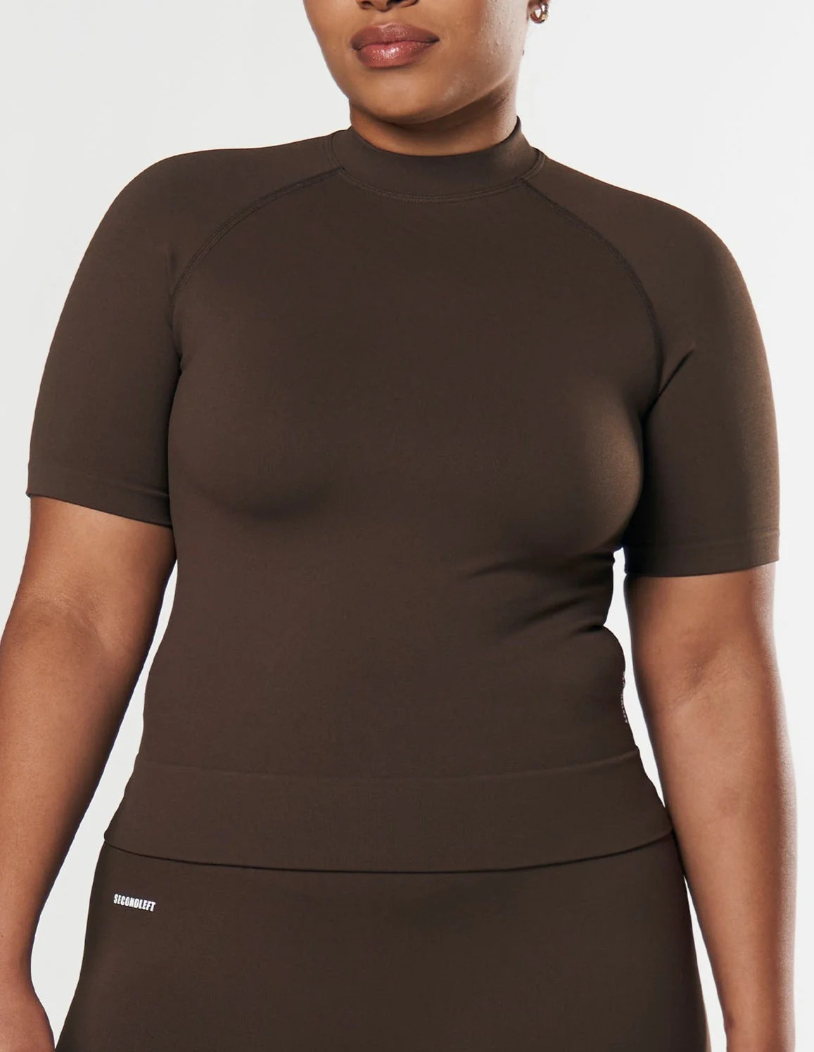 Seamless High Neck Tee - Espresso | SECONDLEFT 