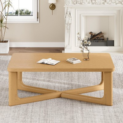 50" Solid Wood Natural Rectangular Coffee Table for Living Room Farmhouse and Contemporary Decor | Target