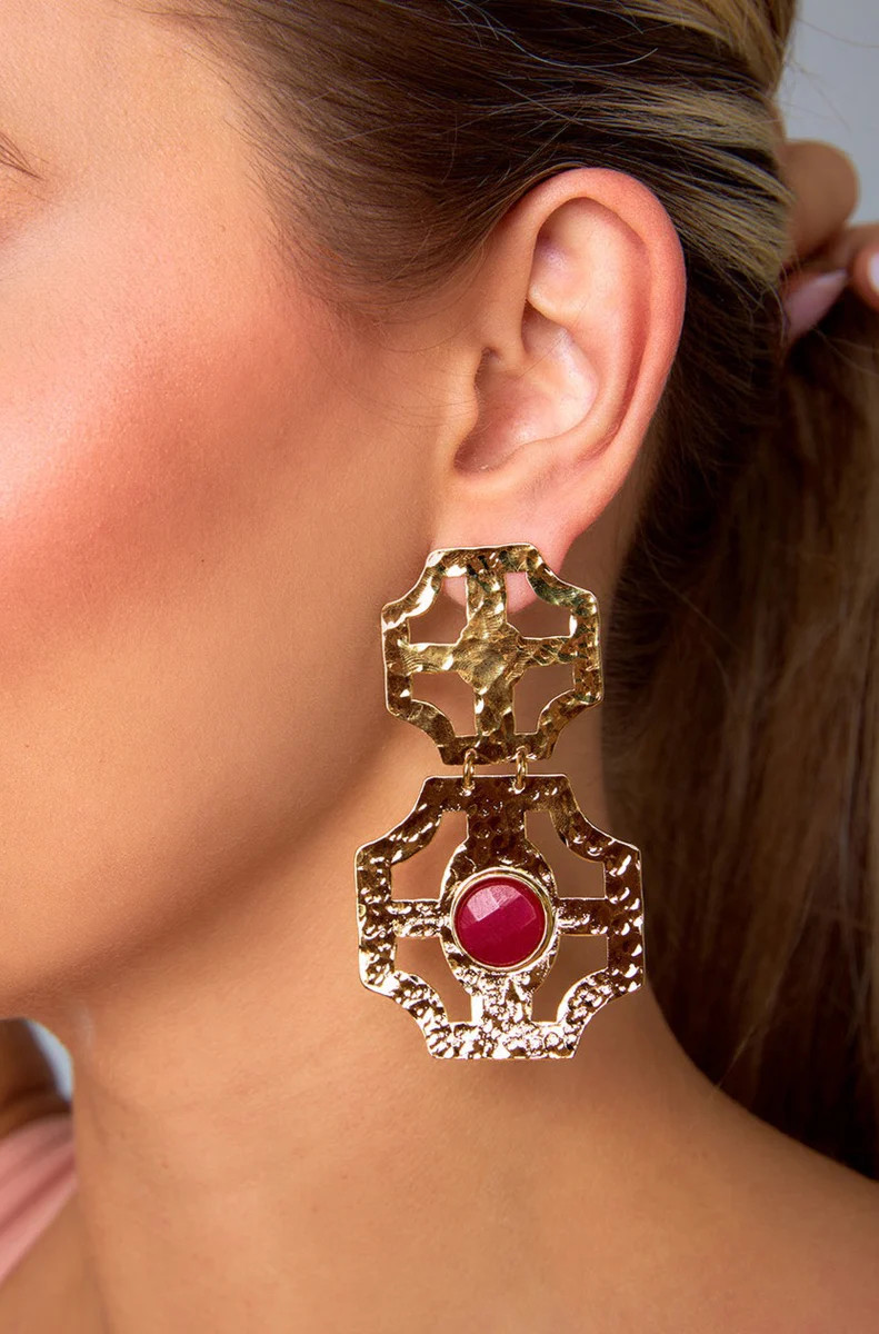 BuddyLove X Treasure Jewels | Stacey Statement Earrings | Pink | BuddyLove