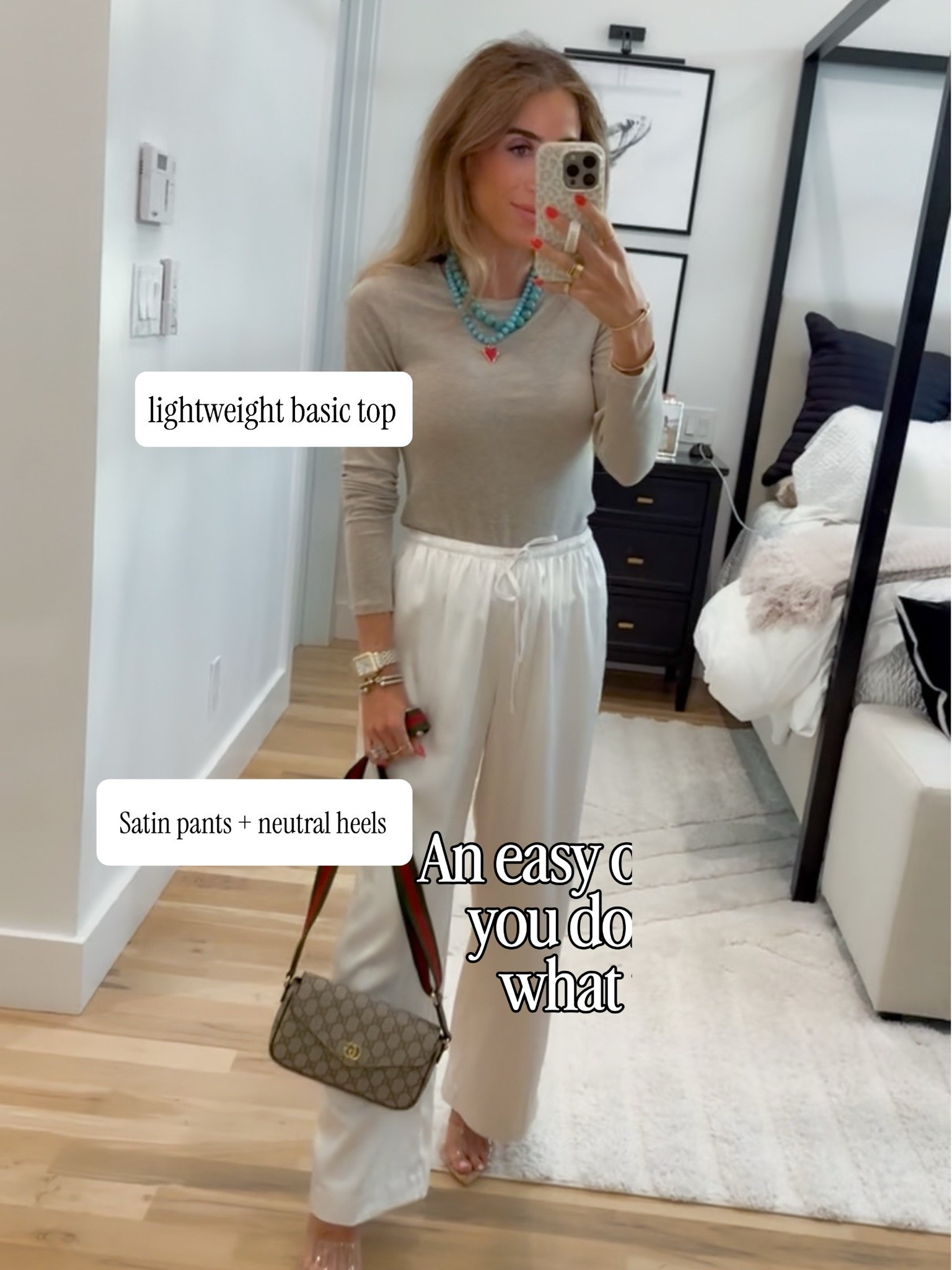 An easy monochromatic outfit that works for any day. These ultra fine long sleeve tops are incredible. Wearing size xs with satin pull on pants in xxs short

#LTKPetite #LTKootd #LTKOver40